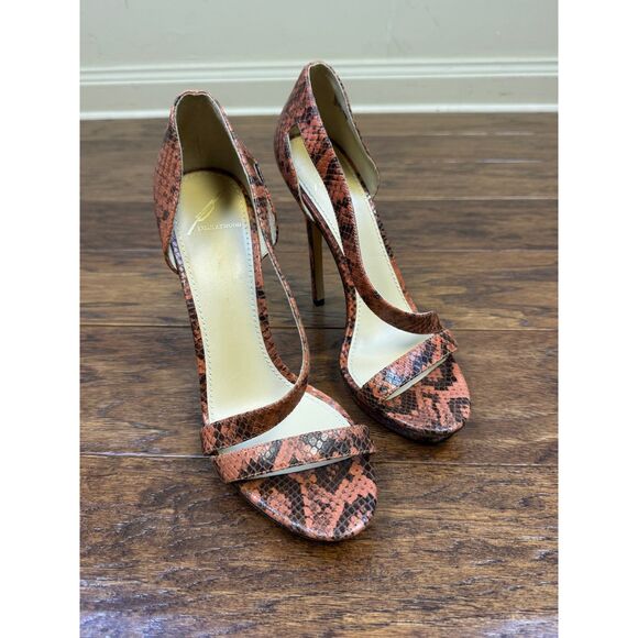 BRYAN ATWOOD Consort Red Snakeskin Heels Sz 7.5/38